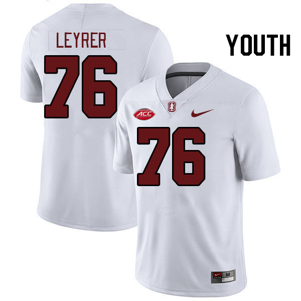 Youth #76 Jack Leyrer Stanford Cardinal 2024 ACC Conference College Football Jerseys Stitched-White